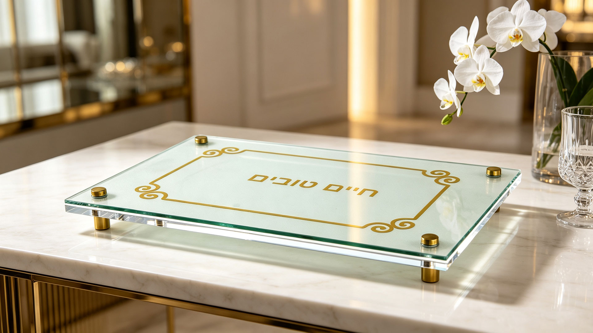 Acrylic Lucite Challah Board for Jewish Meals