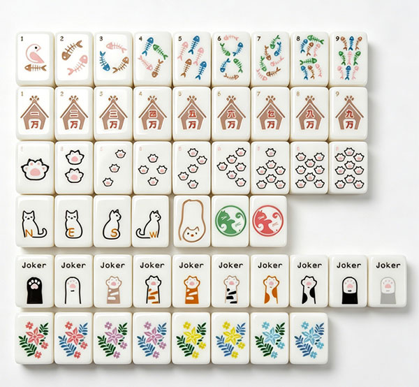 Cat Themed American mahjong tiles