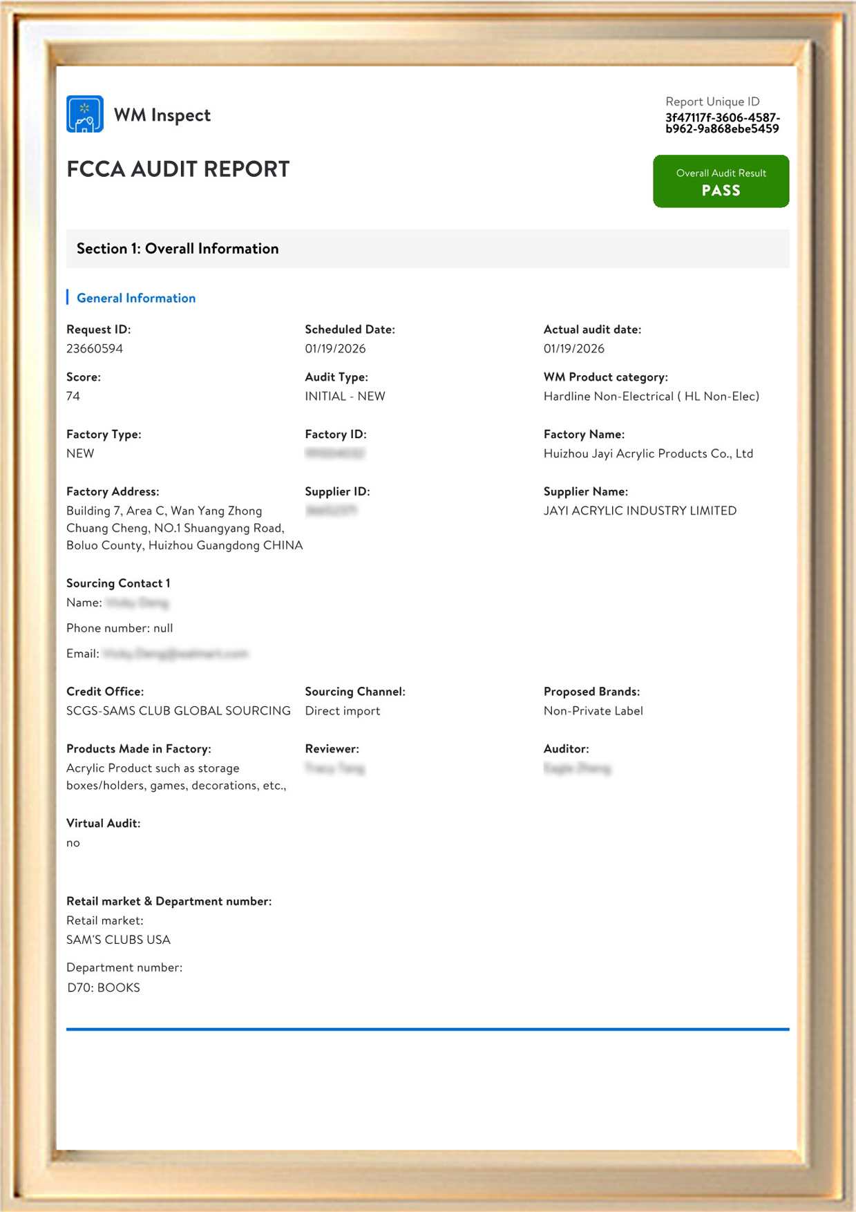 Jayi Acrylic Pass Walmart Supplier Audit (2)