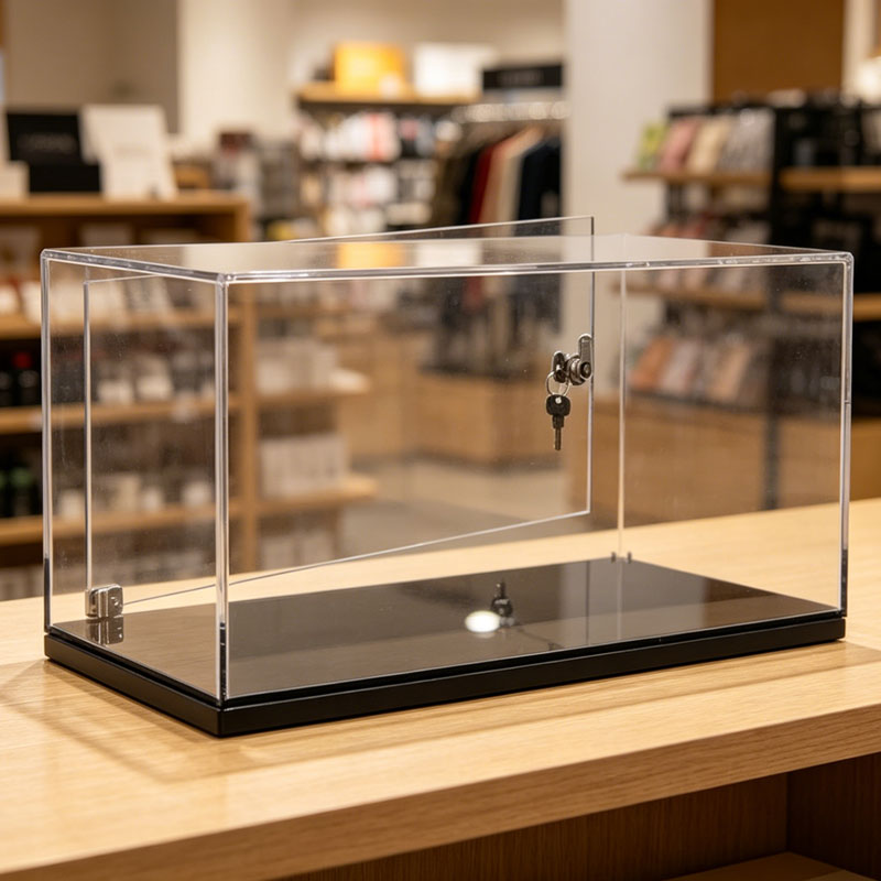 Lockable Dustproof Display Box with Black Base
