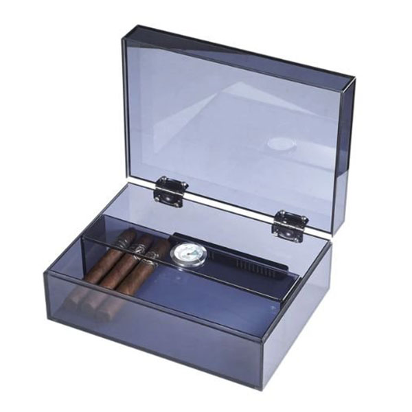 Transparent Navy Blue Acrylic Cigar Humidor