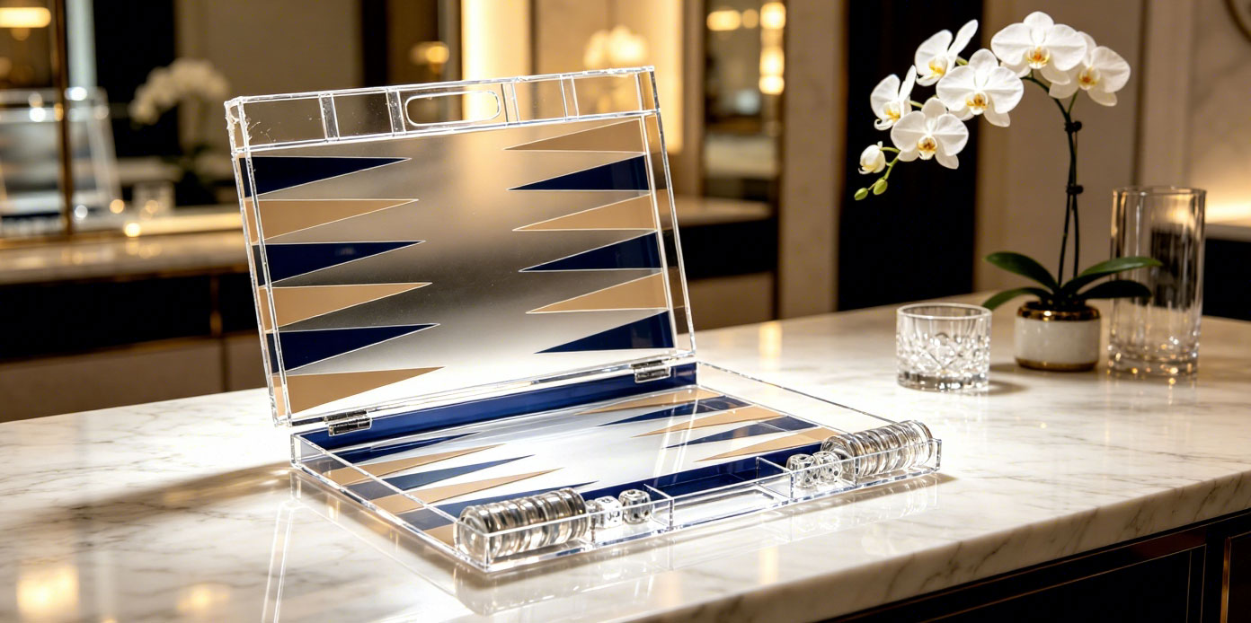 custom acrylic backgammon gift set